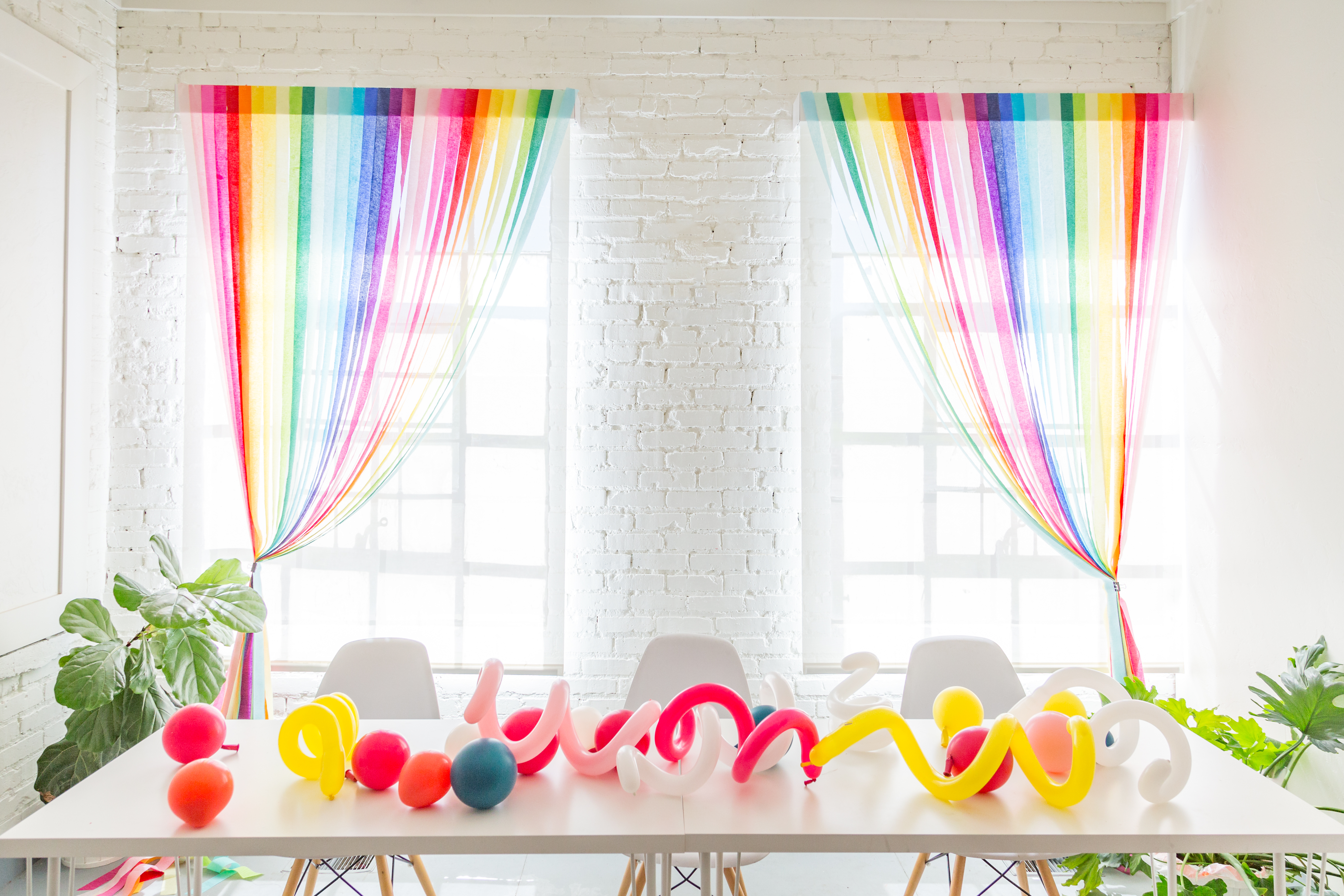DIY Rainbow Streamer Curtains - The House That Lars Built